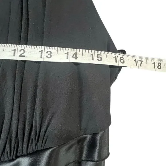 Tadashi Shoji Y2K Halter Dress 12 Black Silk Tiered Layer Cocktail Gown Romantic - Picture 8 of 16